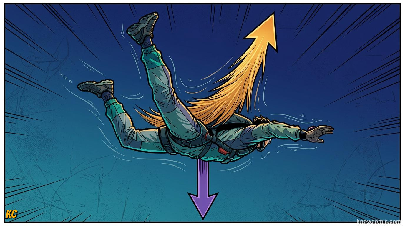 Comic illustration of air molecules creating drag on a moving object