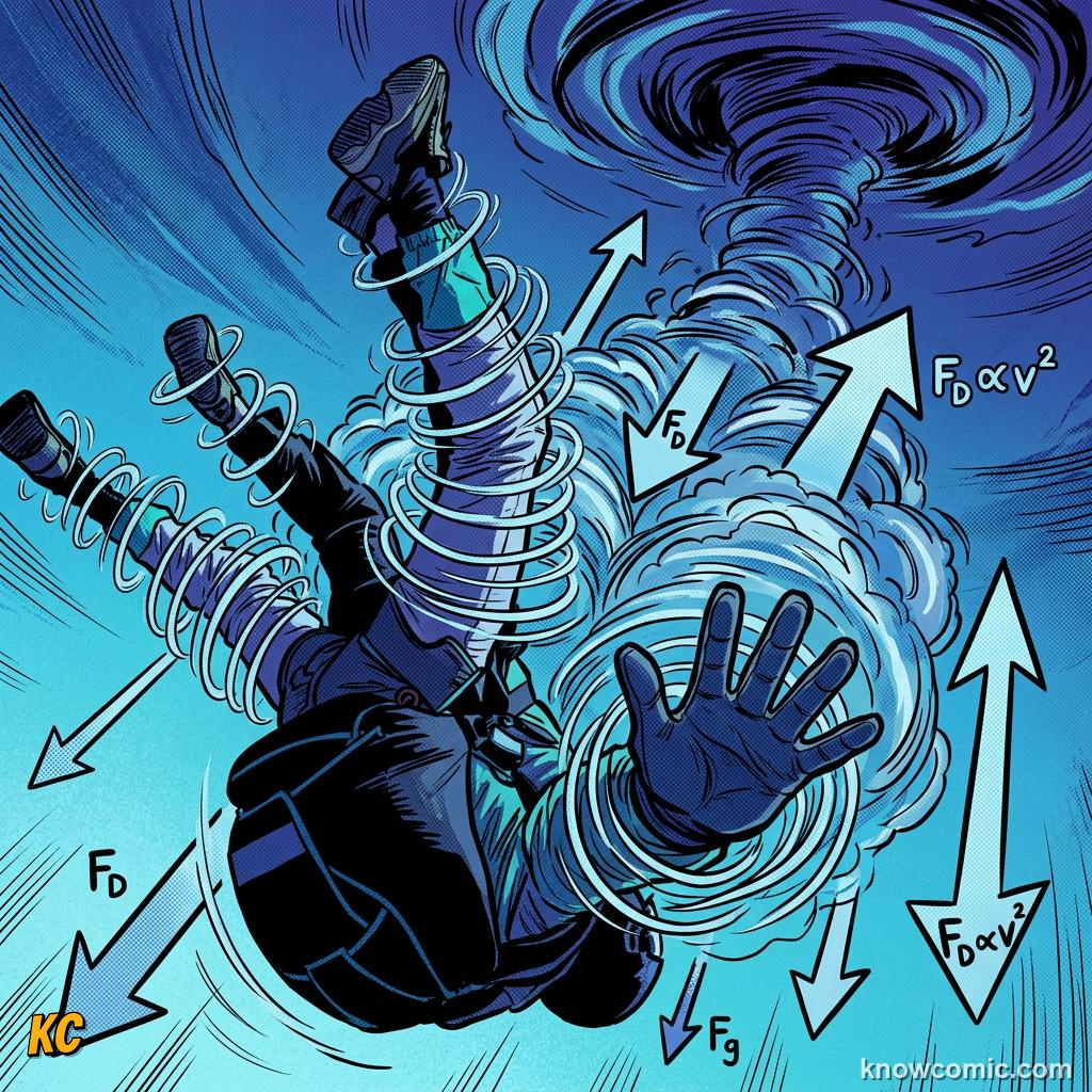 Comic illustration comparing drag on different object shapes
