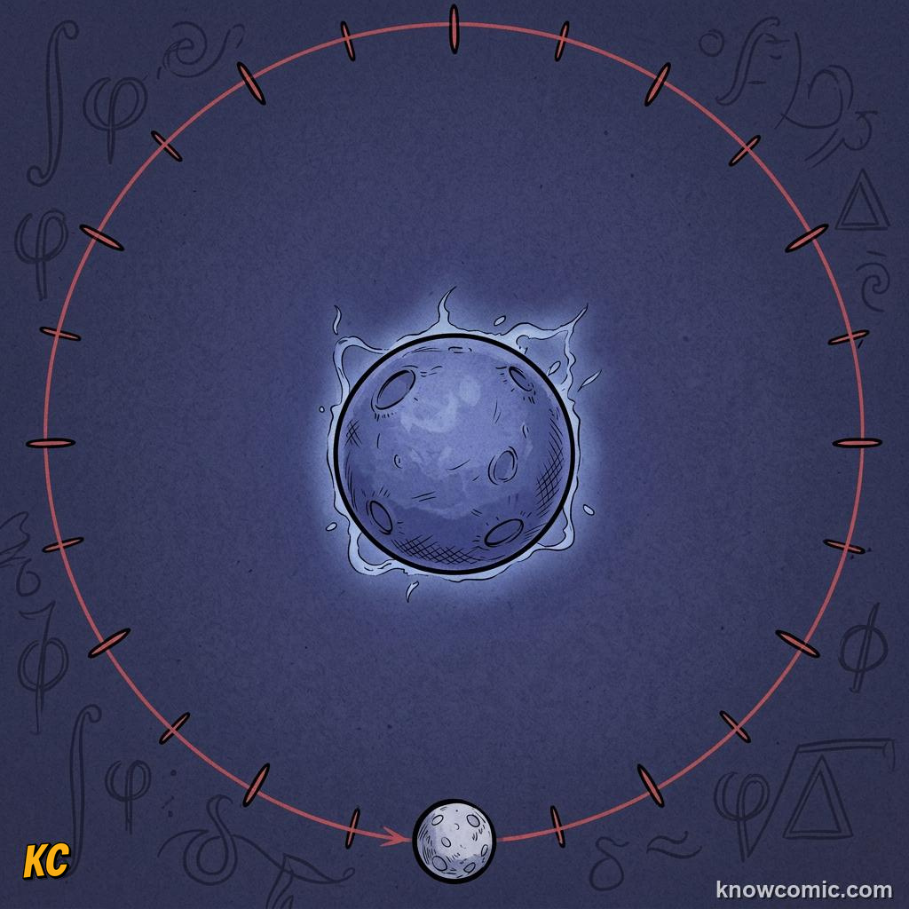 Comic illustration of Jupiter's long orbit compared to inner planets