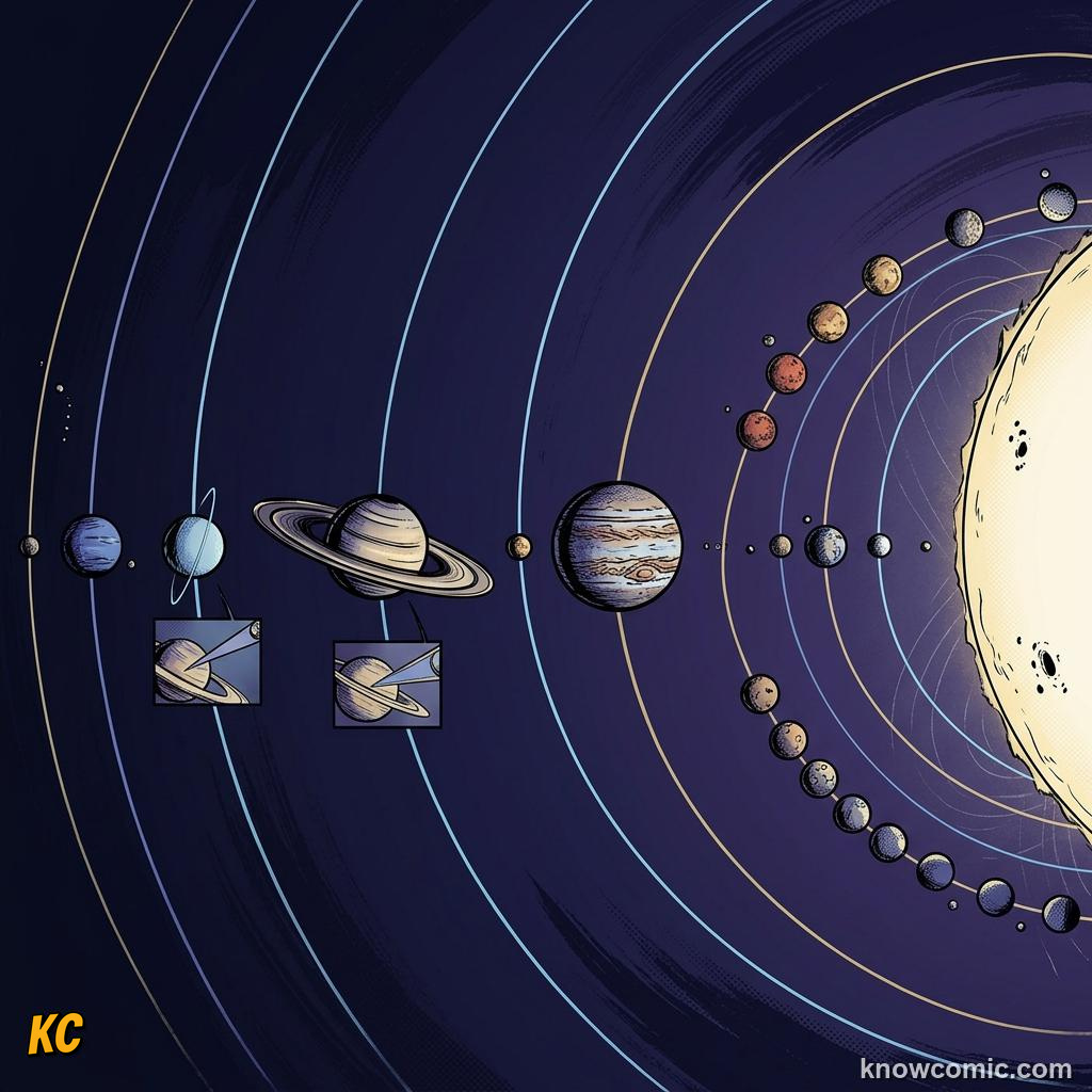 Comic illustration connecting Kepler's laws to Newton's law of gravitation