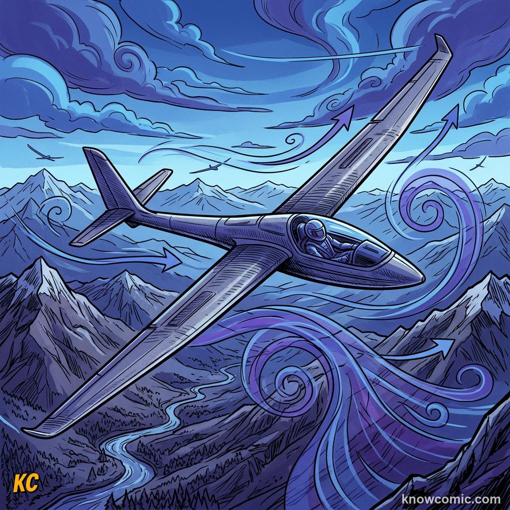 Comic illustration of the four forces of flight: lift, weight, thrust, and drag