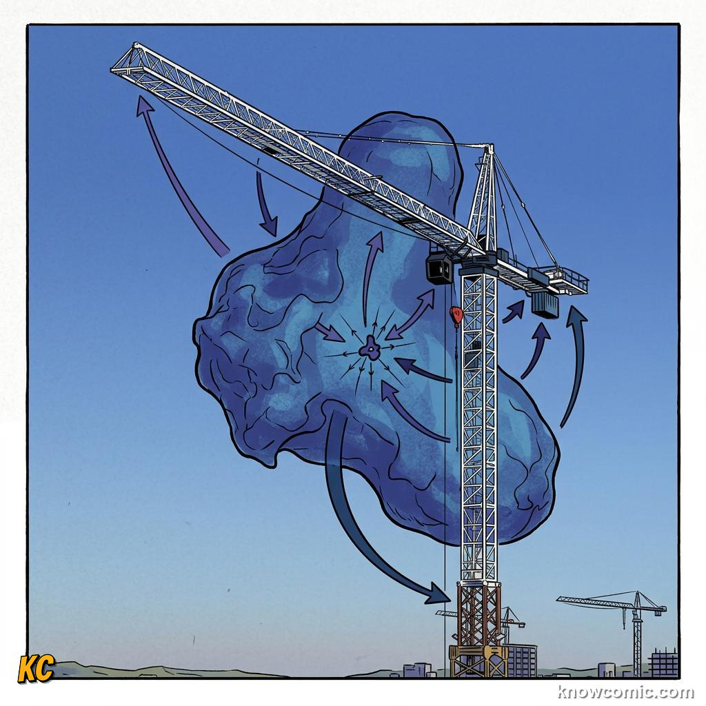 Comic illustration of an object tipping when center of mass moves outside base