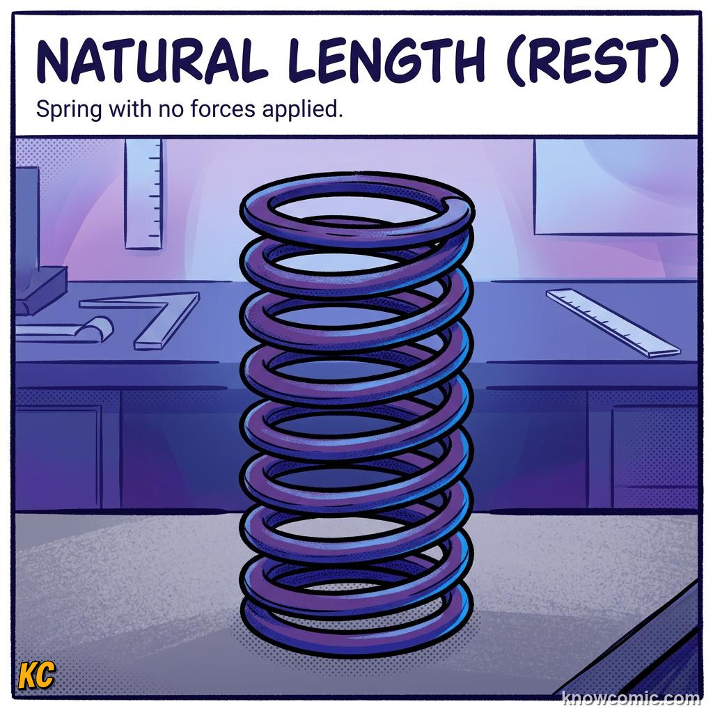 Comic illustration of a spring being stretched longer