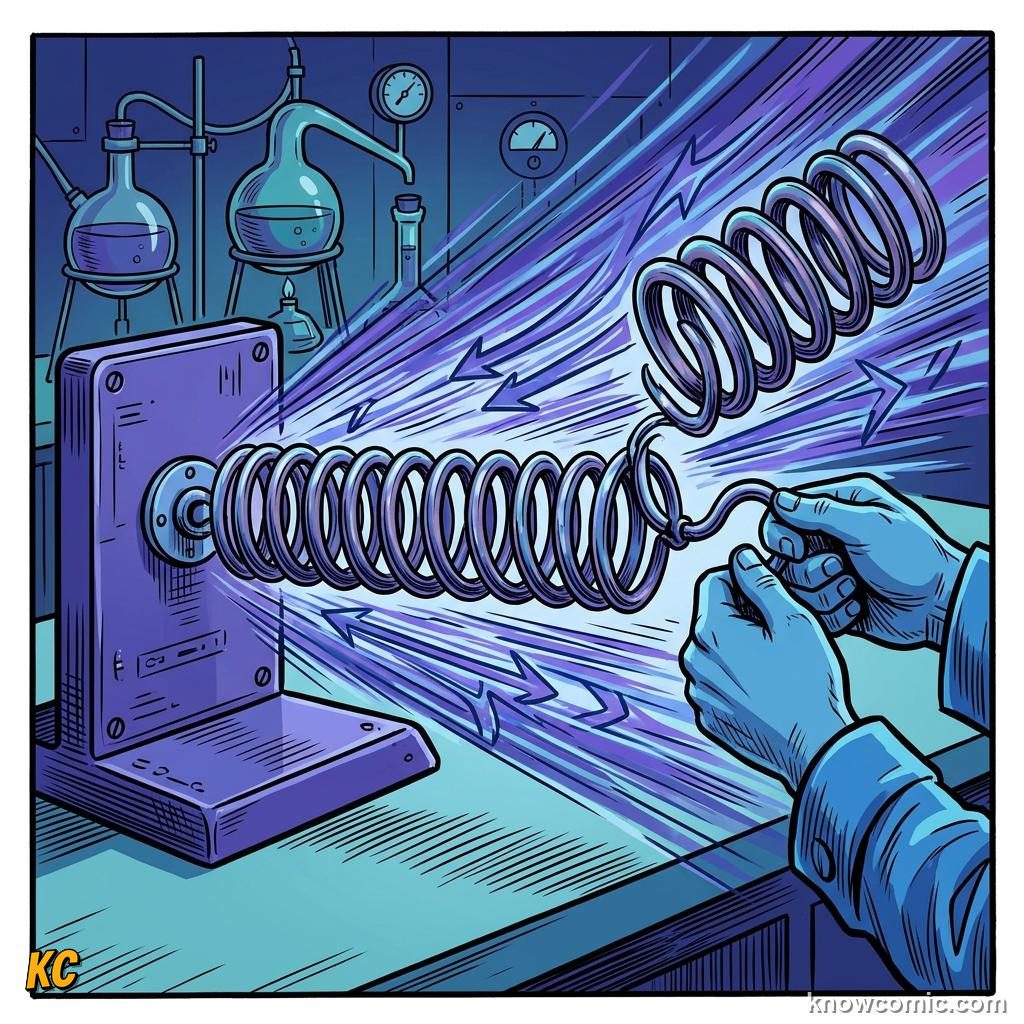 Comic illustration of a spring being compressed