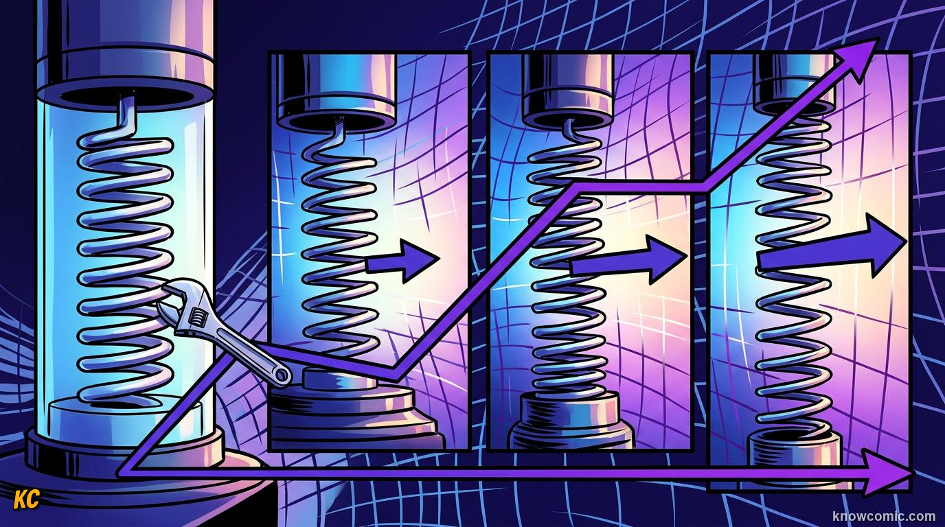 Comic illustration of Hooke's law graph showing force proportional to extension