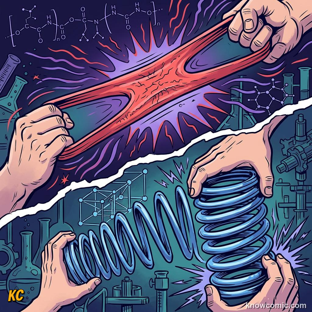 Comic illustration of spring permanently deformed past elastic limit