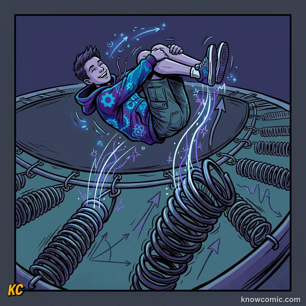 Comic illustration of car coil springs in suspension system