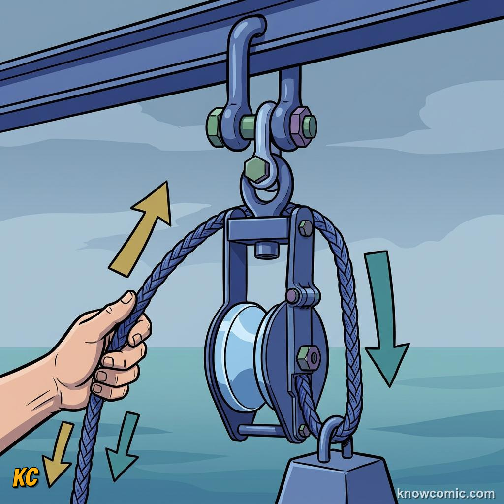 Comic illustration of input effort force applied to a simple machine