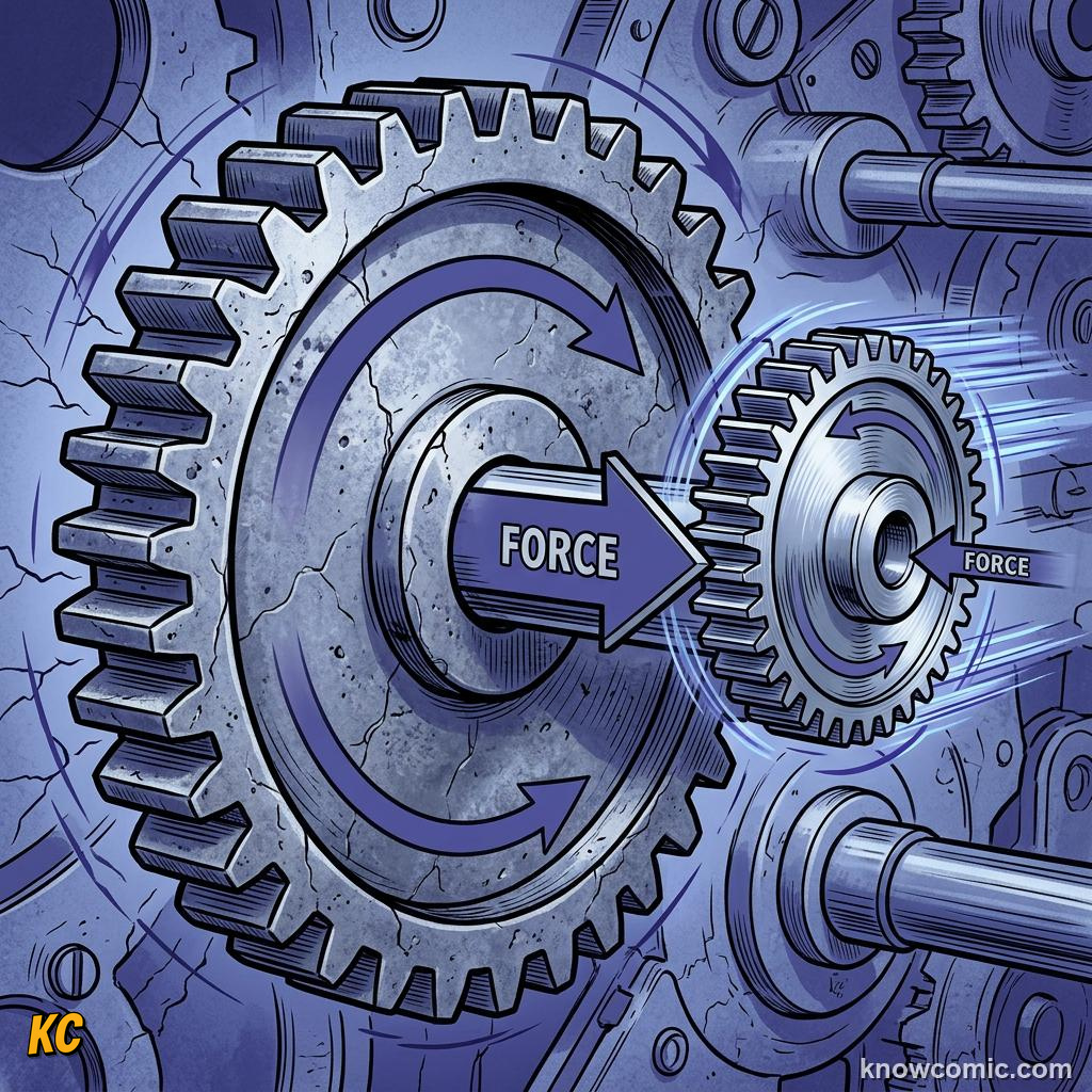 Comic illustration of a fixed pulley changing force direction