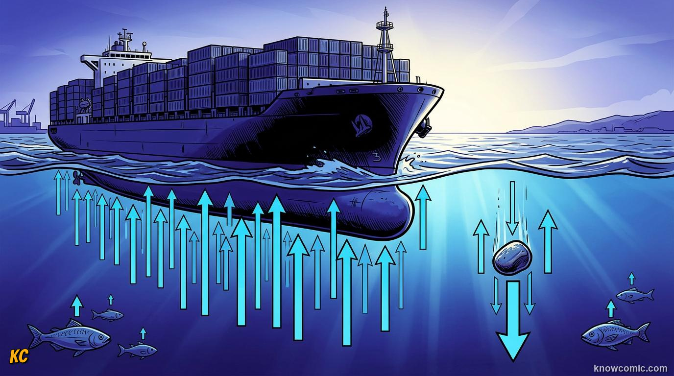 Comic illustration of Archimedes in ancient Syracuse studying floating objects in water