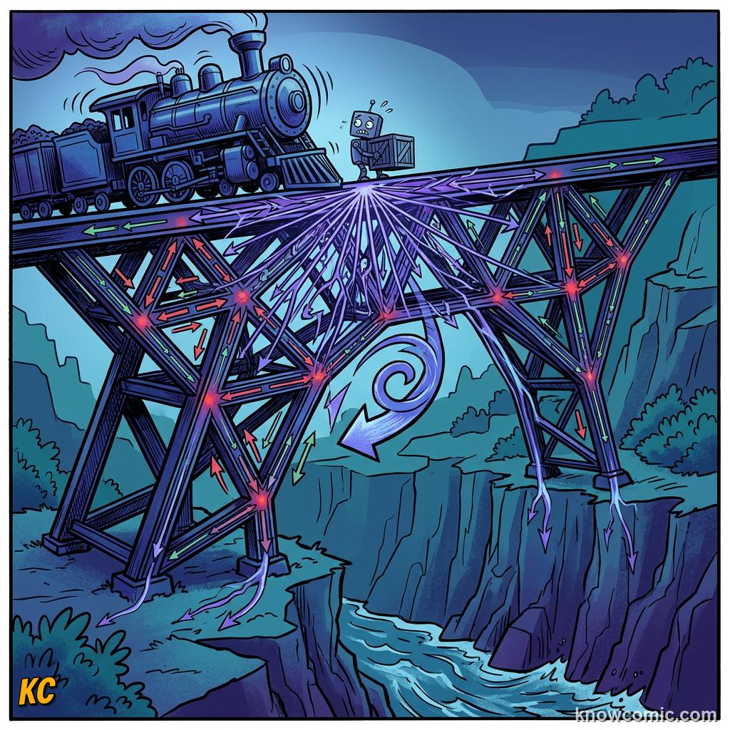 Comic illustration of bundled steel wires designed to handle enormous tension loads