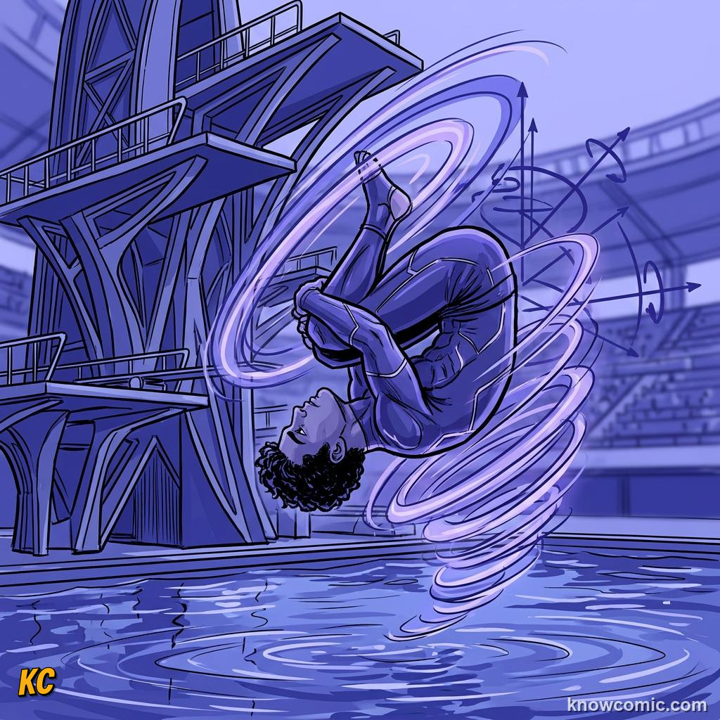 Comic illustration of a spacecraft using reaction wheels for attitude control