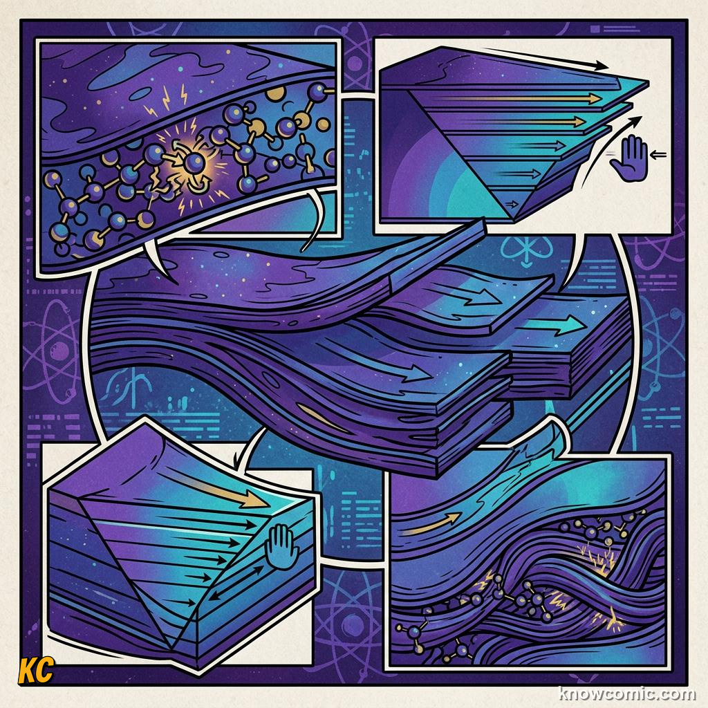 Comic illustration of the fastest moving top layer of flowing fluid