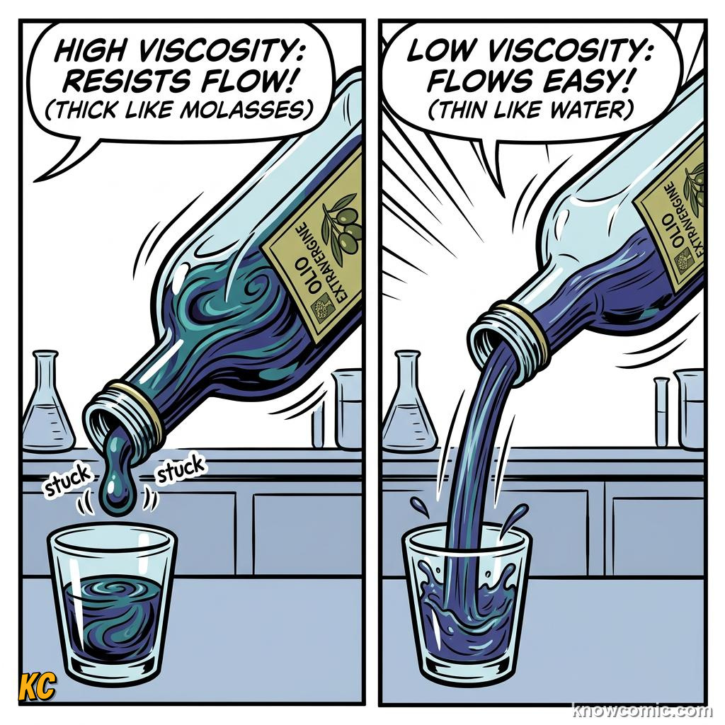 Comic illustration of middle fluid layers dragging against each other