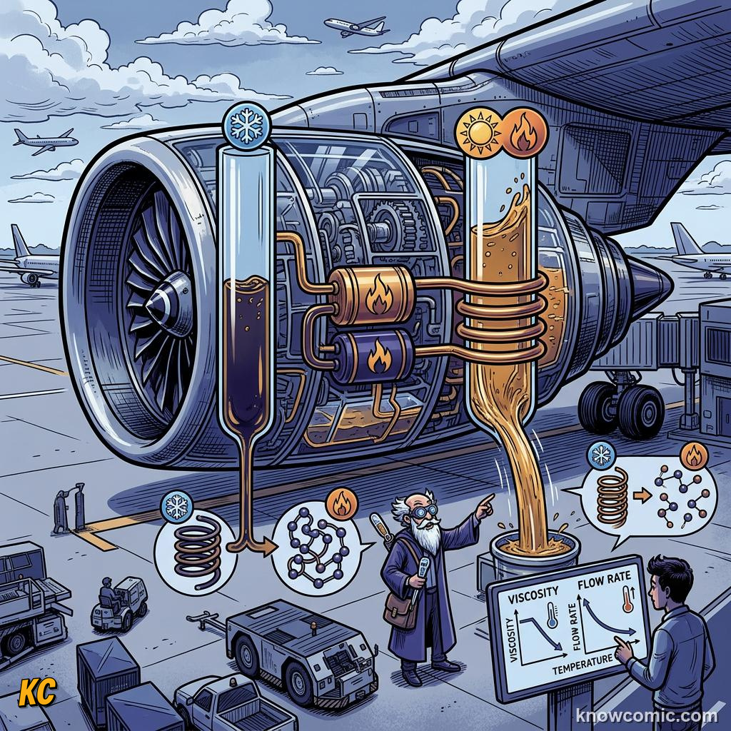 Comic illustration showing water as a low viscosity fluid around 0.001 pascal seconds