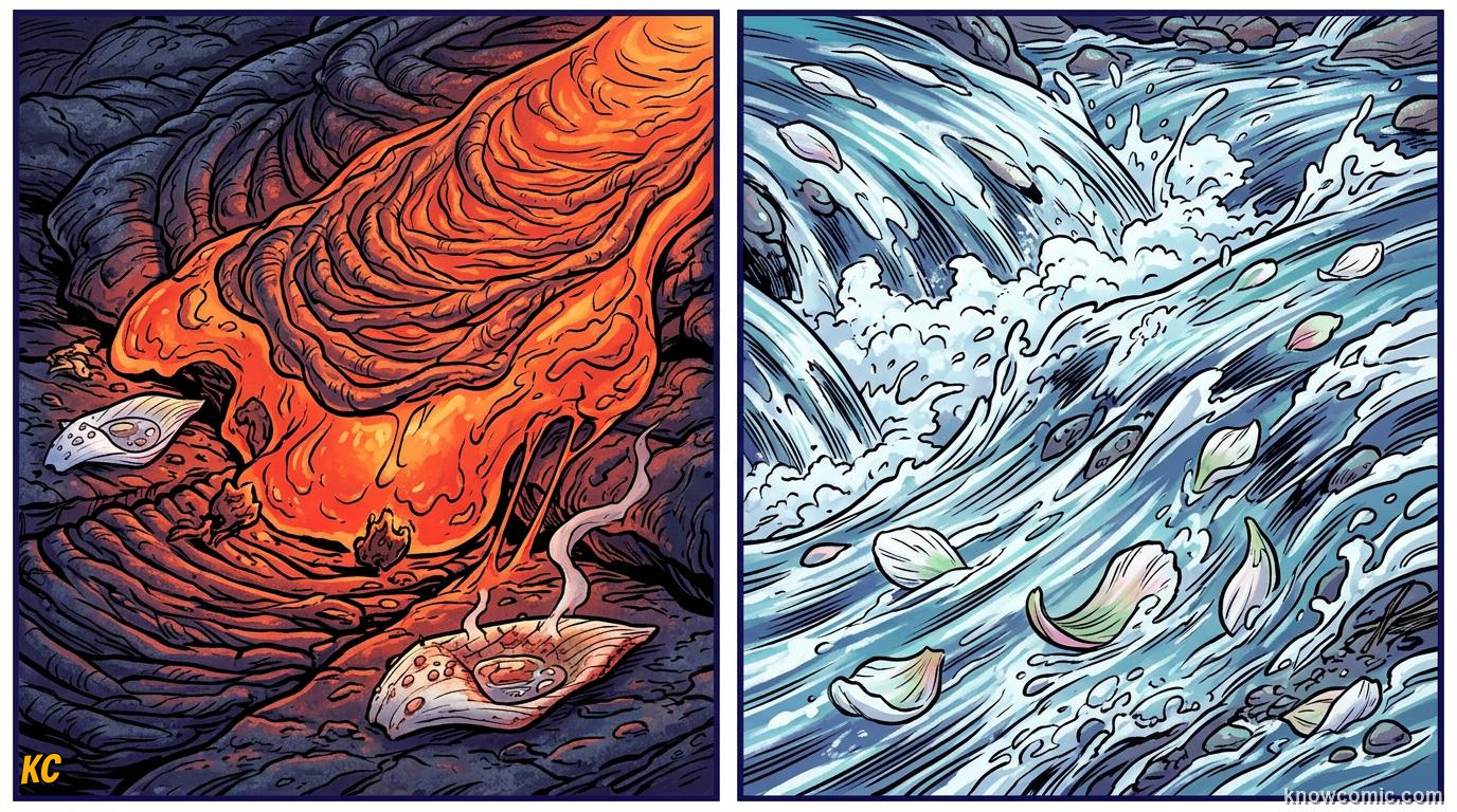 Comic illustration of warm honey flowing faster compared to cold thick honey