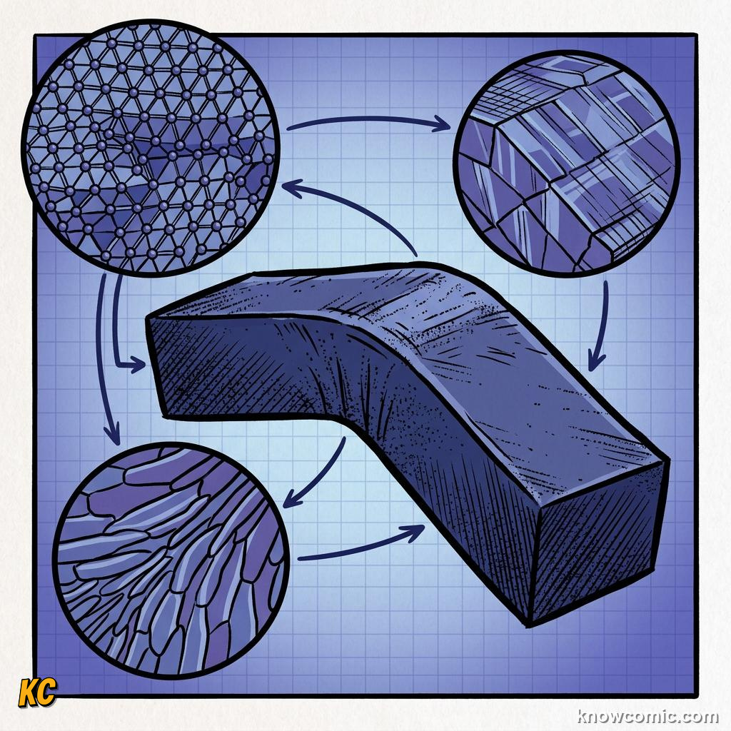 Comic panel about stress and strain: Plastic, educational kids illustration