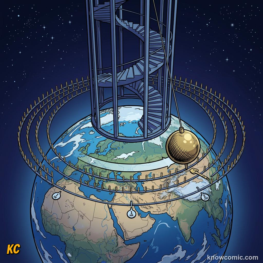 Comic panel about coriolis effect: Ocean Currents, educational kids illustration