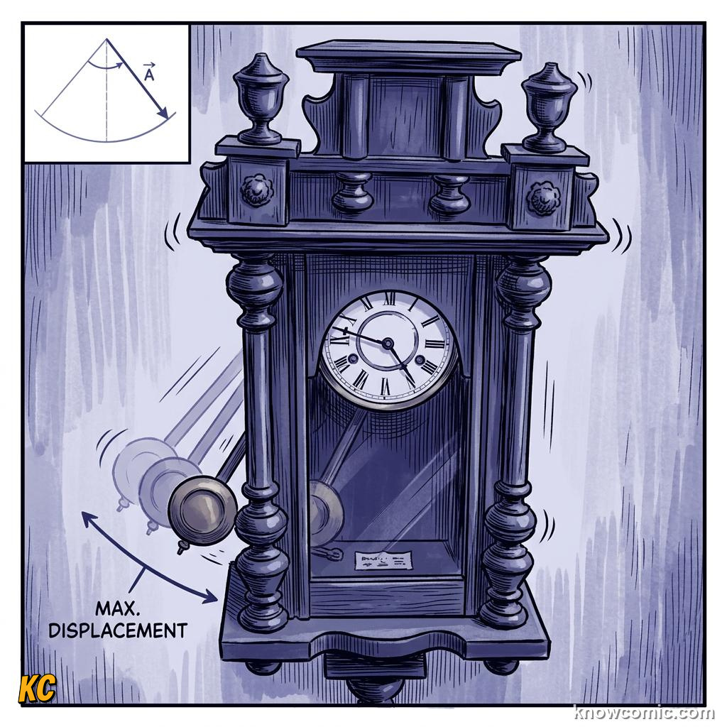 Comic panel about simple harmonic motion: What Is Shm?, Equilibrium, educational kids illustration