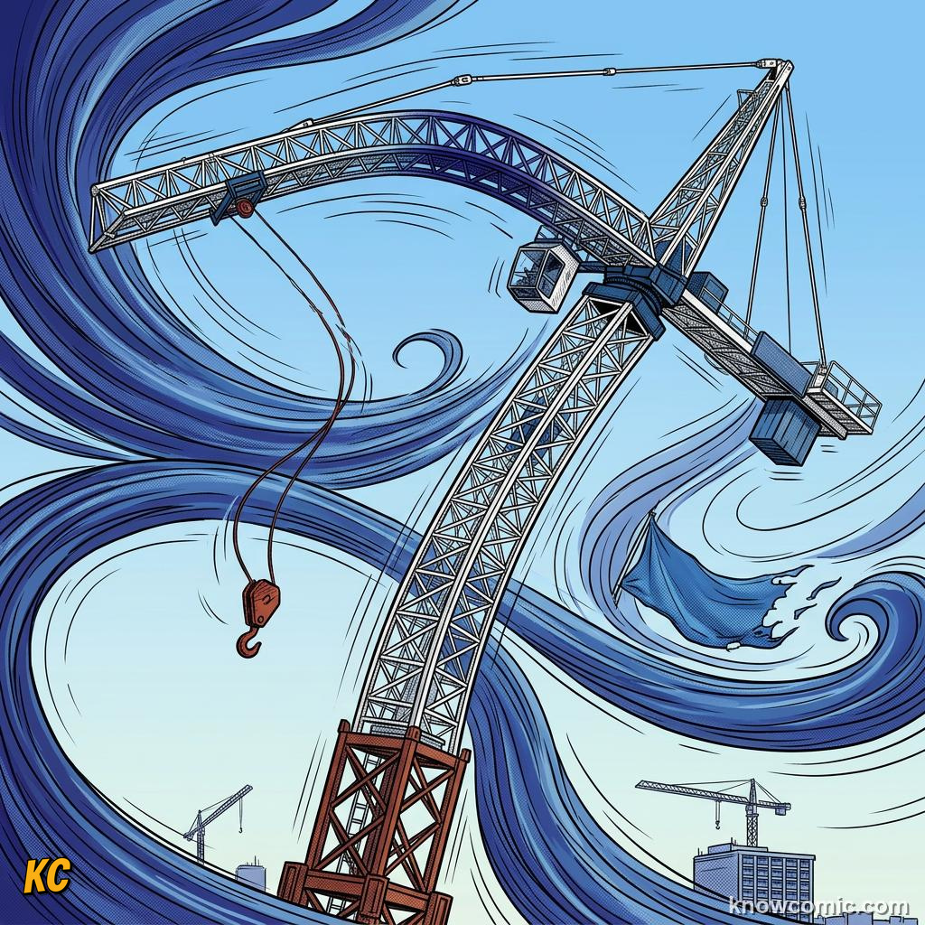 Comic panel about damping & resonance: Amplitude, educational kids illustration