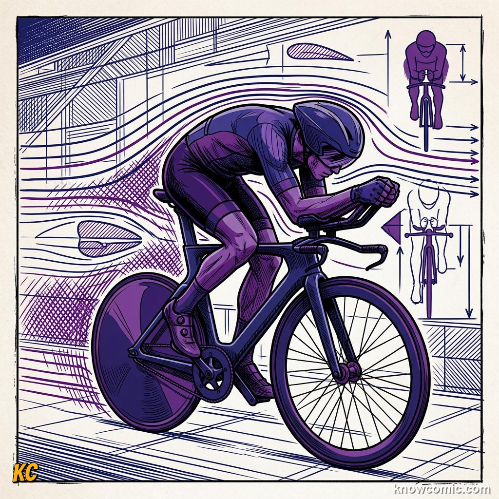 Comic panel about aerodynamic drag: Speed Squared, educational kids illustration
