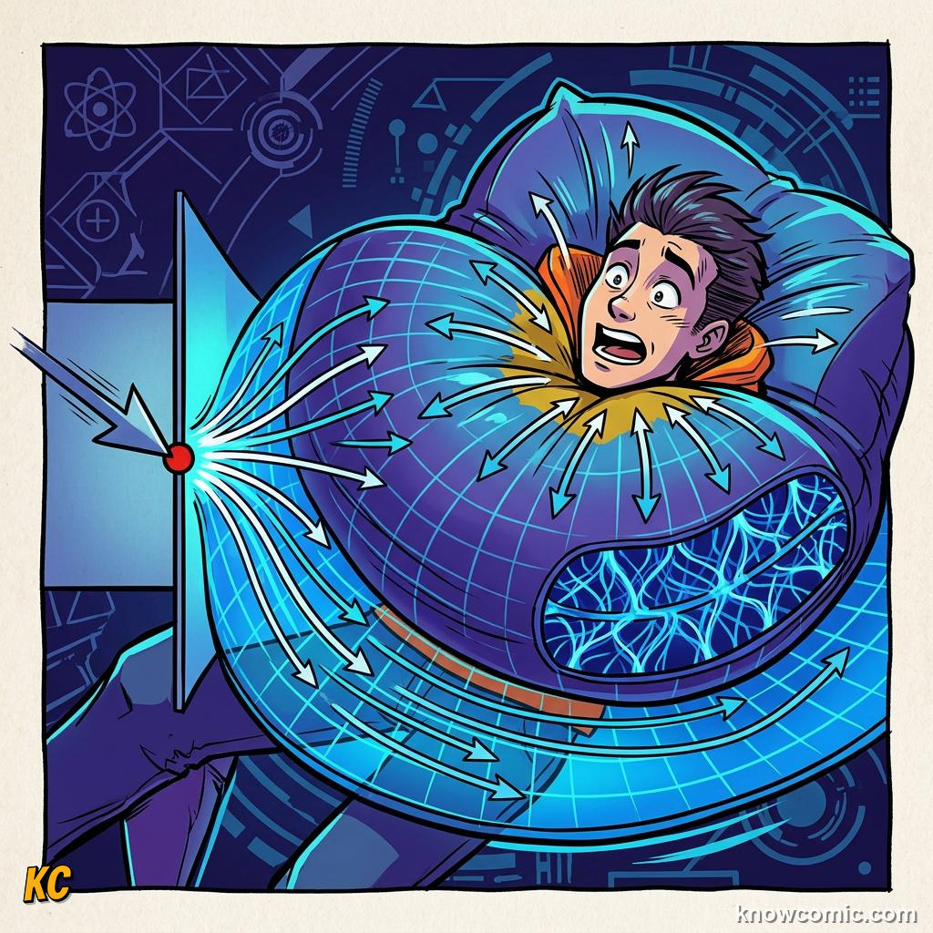 Comic panel about impact & impulse: Slowing The Human Body, Seat Belt, educational kids illustration