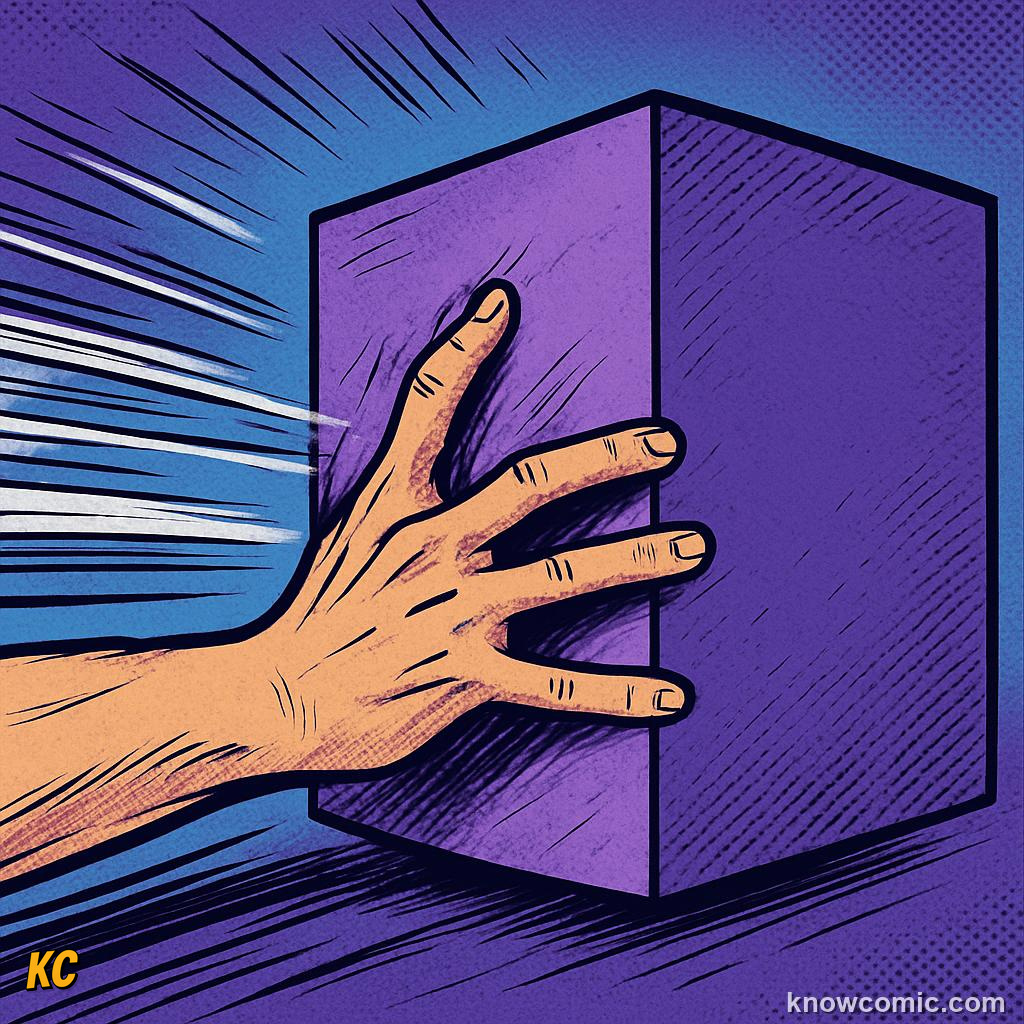 Comic illustration: FORCE CAUSES ACCELERATION, BIG PUSH
