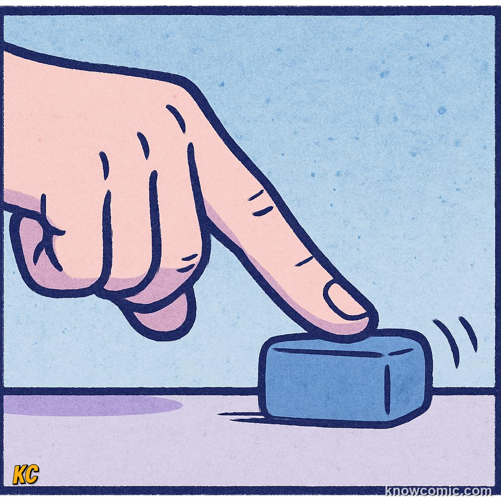 Comic illustration: FORCE CAUSES ACCELERATION, SMALL PUSH