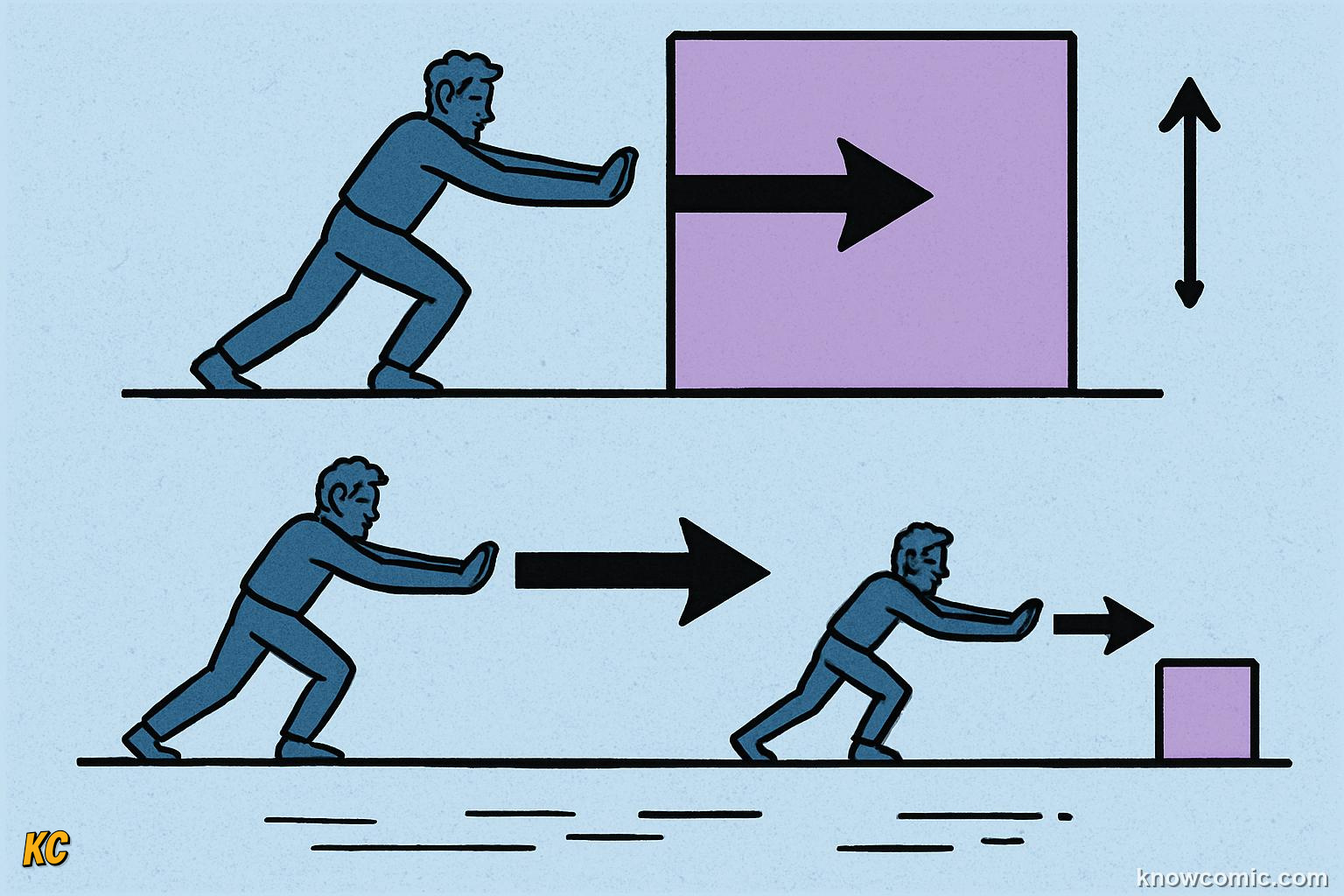 Comic illustration: SMALL PUSH