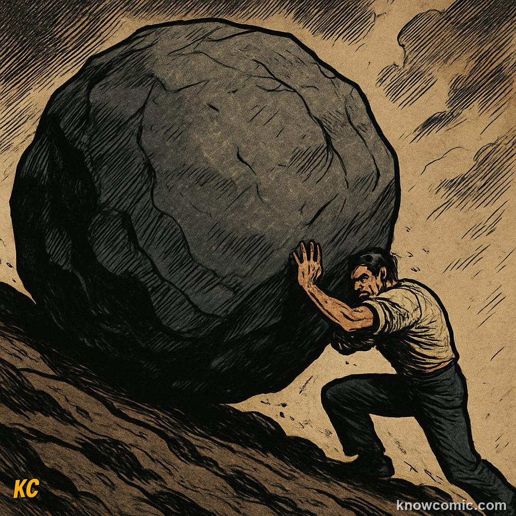 Comic illustration: SAME FORCE, DIFFERENT MASS, COMPARISON