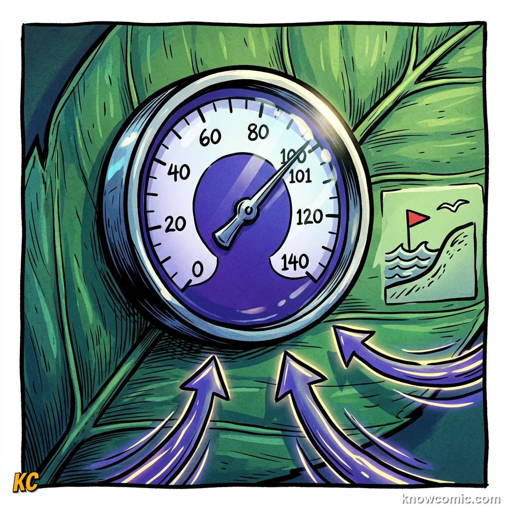 Comic panel about atmospheric pressure: Living At The Bottom Of An Air Ocean, 101 Kpa, educational kids illustration
