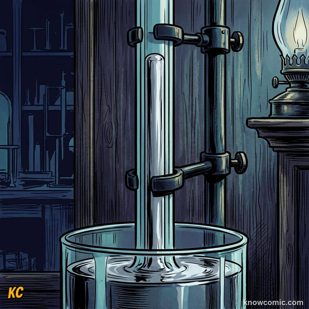 Comic panel about atmospheric pressure: How We Measure Atmospheric Pressure, Mercury, educational kids illustration
