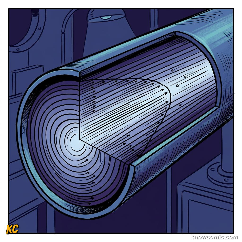 Comic panel about turbulent vs laminar flow: Who Wins: Speed Or Viscosity?, Low Re, educational kids illustration