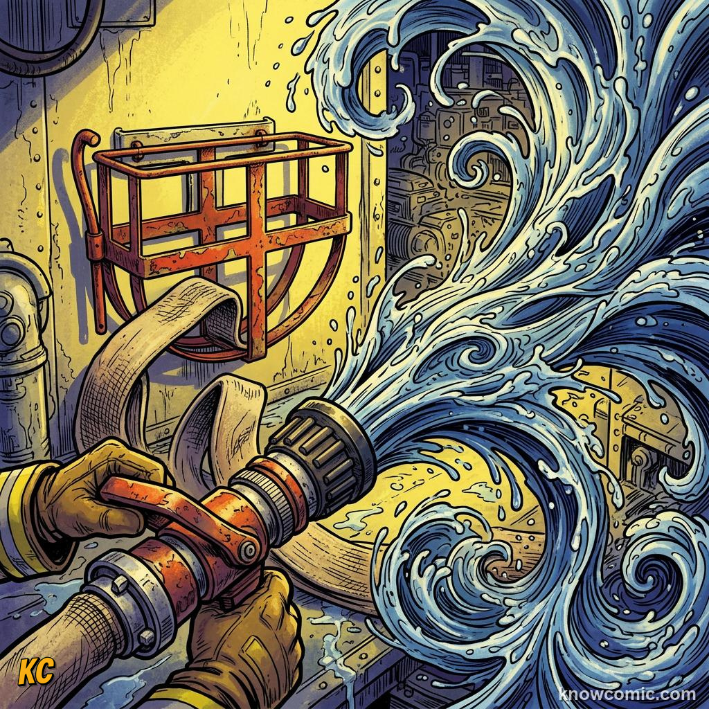 Comic panel about turbulent vs laminar flow: High Re, educational kids illustration