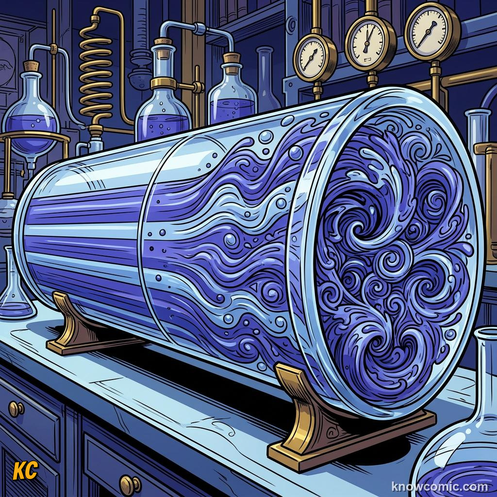 Comic panel about turbulent vs laminar flow: Pipe Rule, educational kids illustration