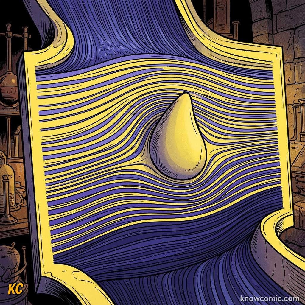 Comic panel about turbulent vs laminar flow: Streamlines, educational kids illustration