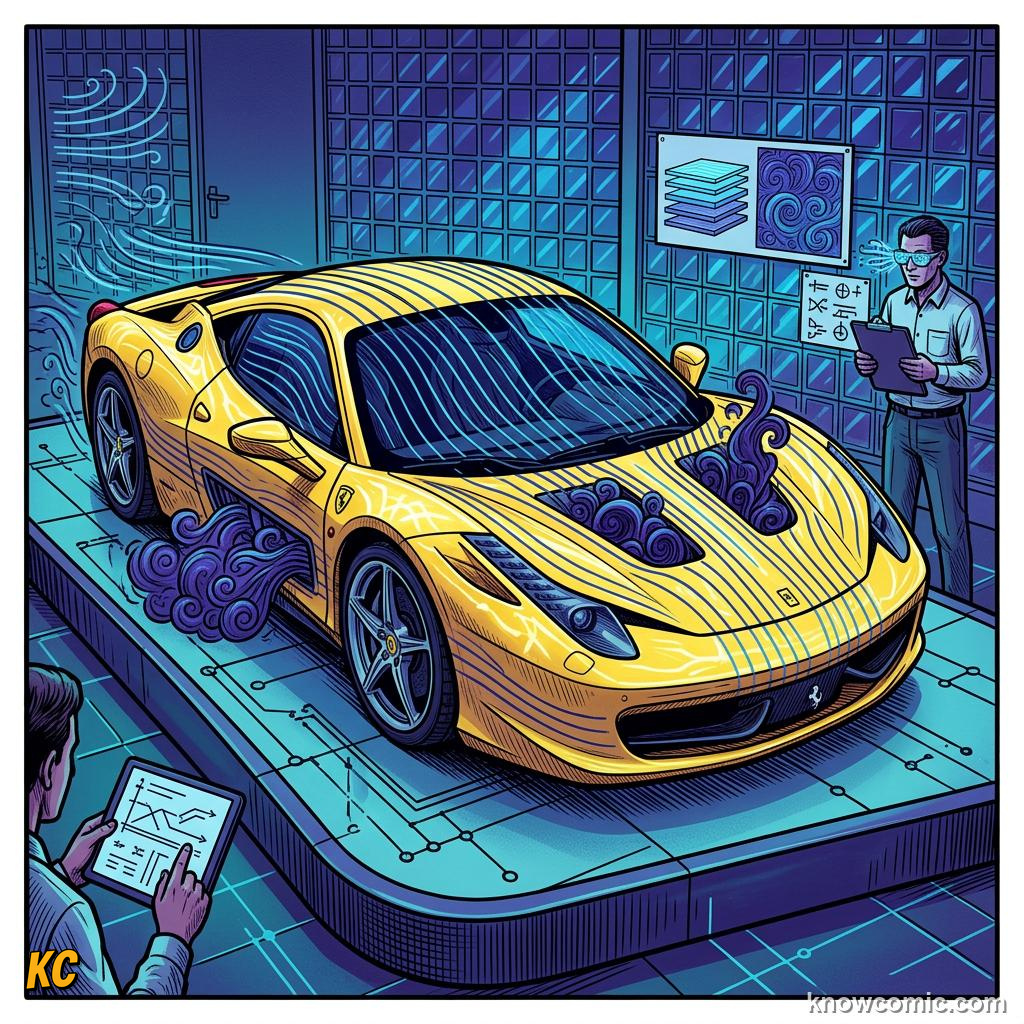 Comic panel about turbulent vs laminar flow: Drag Cost, educational kids illustration