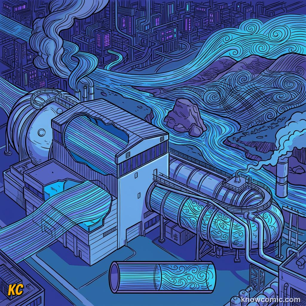 Comic panel about turbulent vs laminar flow: Reading The Flow, Real World, educational kids illustration