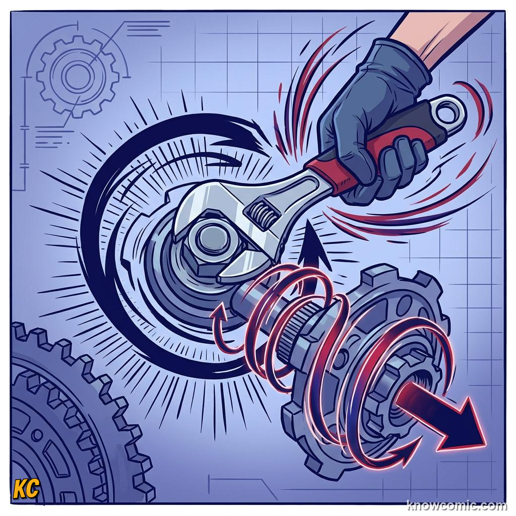 Comic panel about rolling motion: Slipping, educational kids illustration