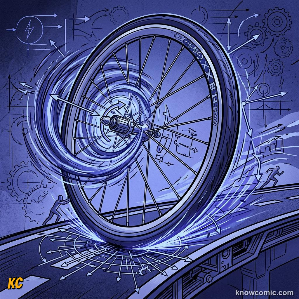 Comic panel about rolling motion: Why Rolling Wins, Real World, educational kids illustration