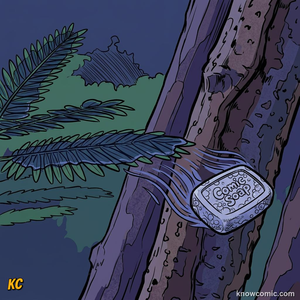Comic panel about surface tension: Why Drops Are Round, Rain On Leaf, educational kids illustration