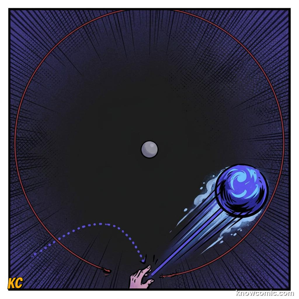 Comic panel about centrifugal 'force': Let Go, educational kids illustration