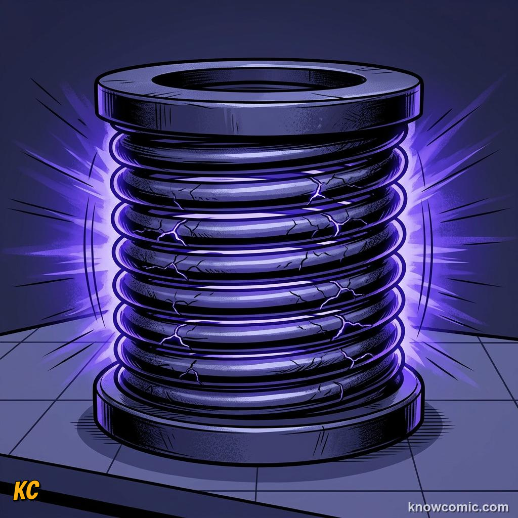 Comic panel about oscillators & springs: Release, educational kids illustration