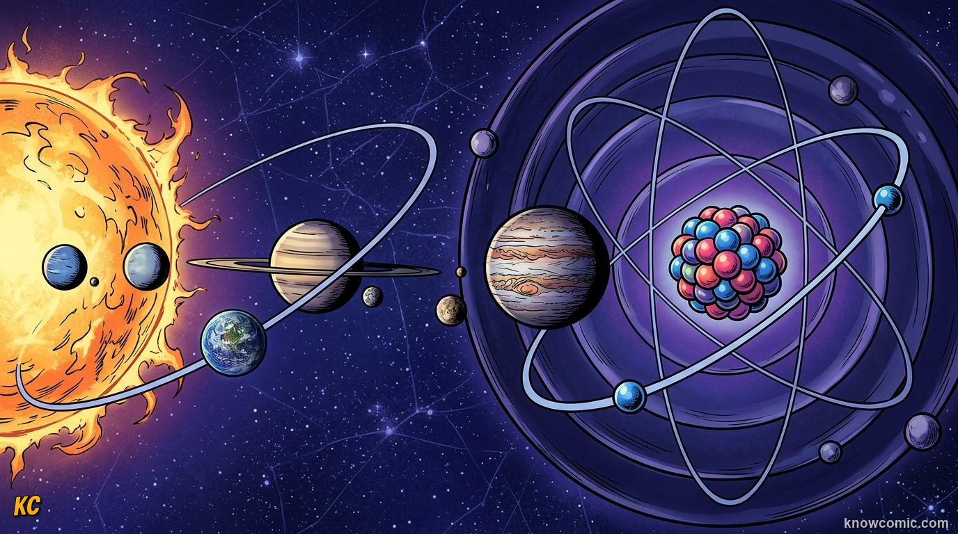 Comic panel about the bohr model: Not Any Path, educational kids illustration