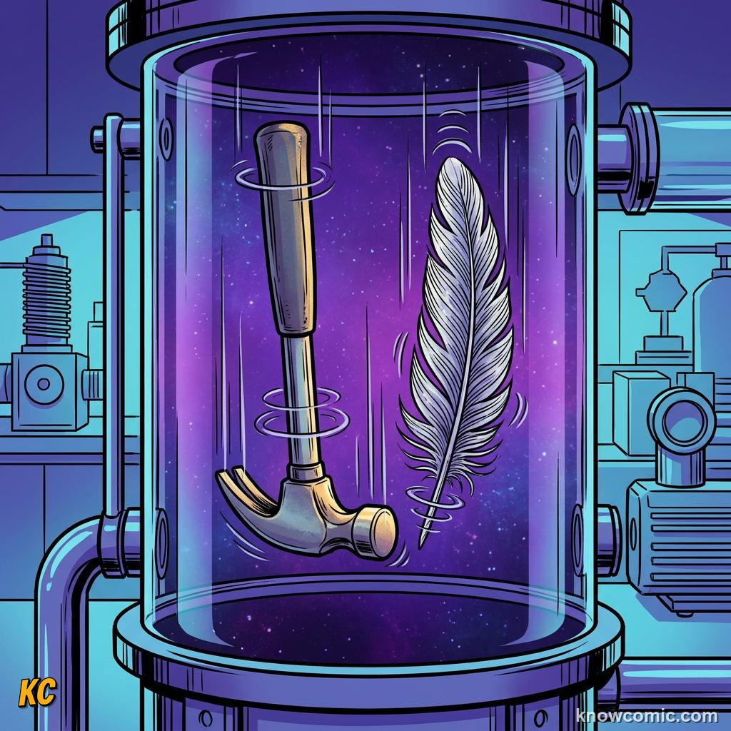 Comic panel about free fall physics: What Is Free Fall?, With Air, educational kids illustration