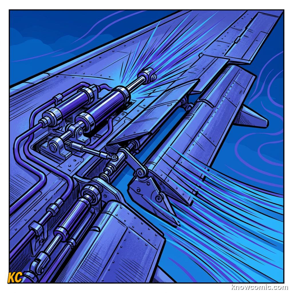 Comic panel about hydraulic advantage: Why Liquid?, educational kids illustration