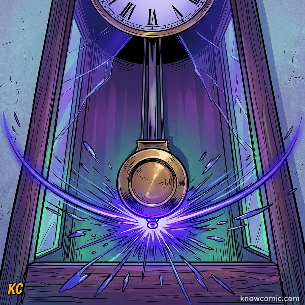 Comic panel about the pendulum principle: What Does Not, educational kids illustration
