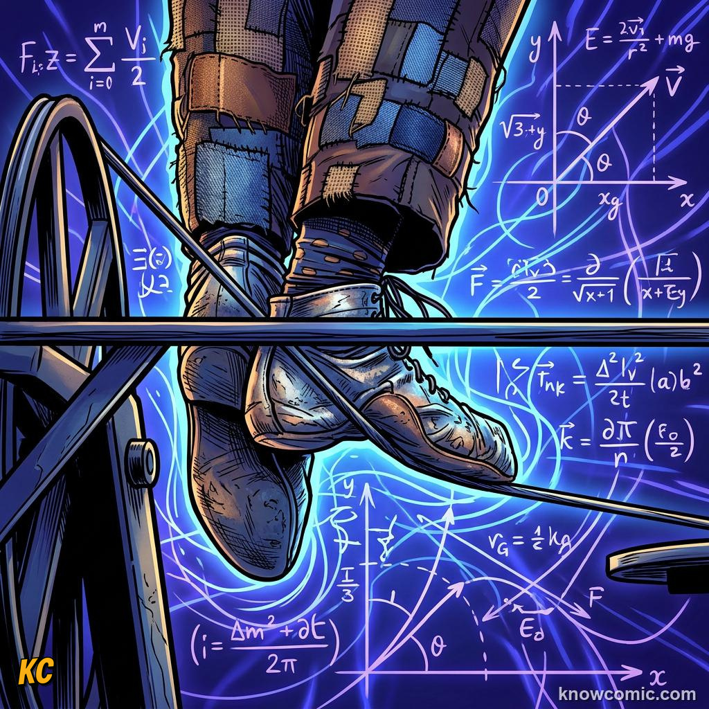Comic panel about stability & toppling: Still Safe, educational kids illustration