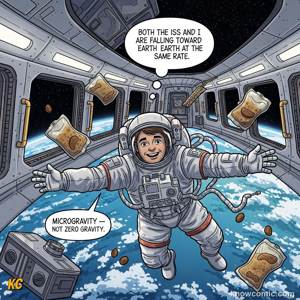 Comic illustration: THE MOON NEVER STOPS FALLING, 🌊 TIDES
