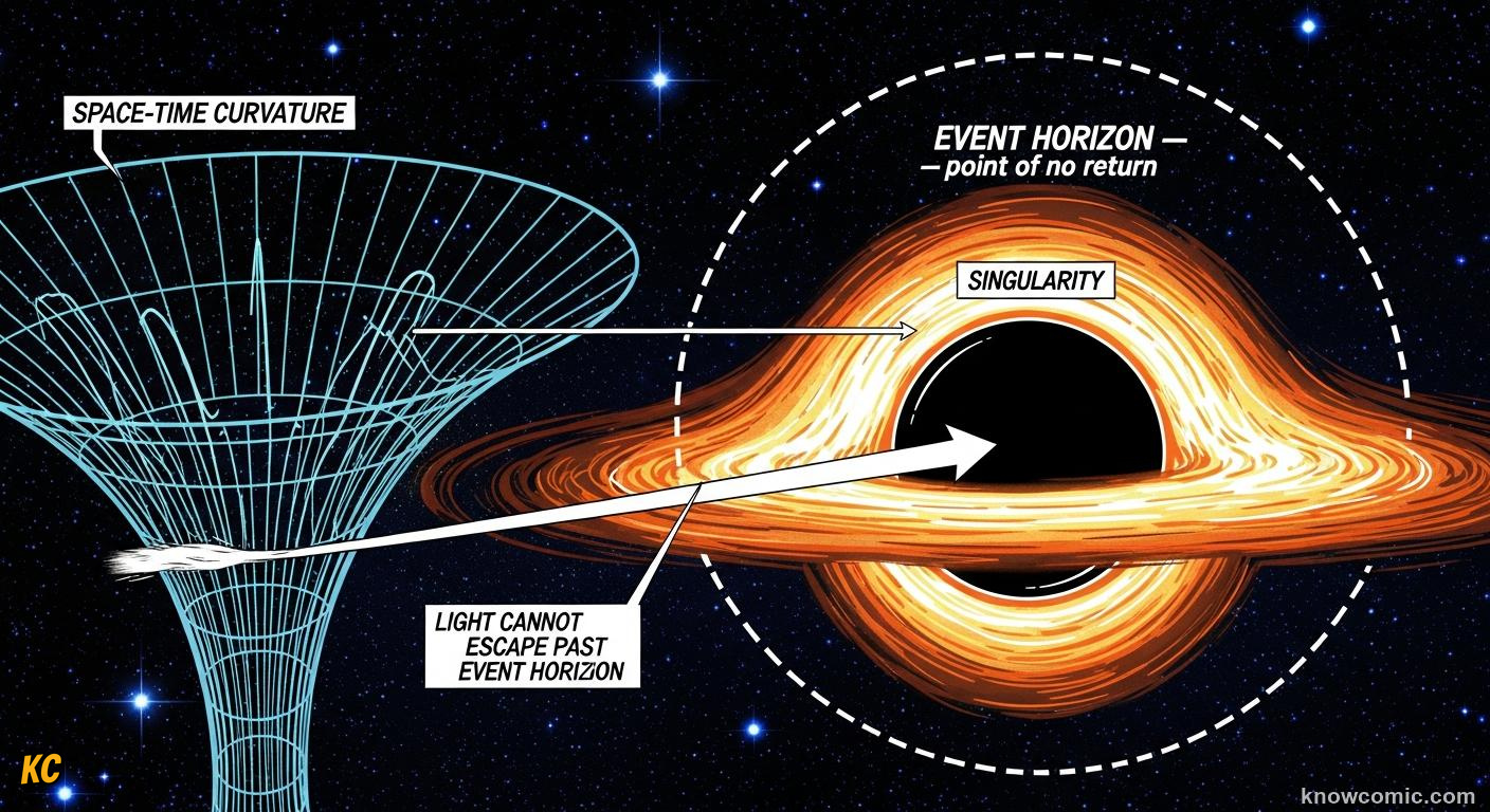 Comic illustration: ALL OBJECTS FALL EQUALLY FAST, GALILEO'S DISCOVERY